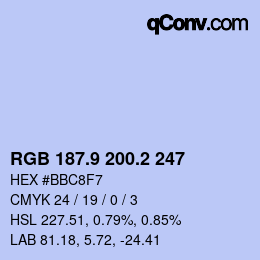 Code couleur: RGB 187.9 200.2 247 | qconv.com