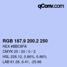 Color code: RGB 187.9 200.2 250 | qconv.com