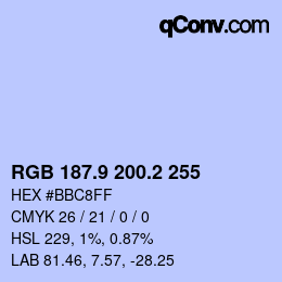 Color code: RGB 187.9 200.2 255 | qconv.com