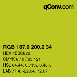 カラーコード: RGB 187.9 200.2 34 | qconv.com