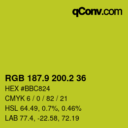 カラーコード: RGB 187.9 200.2 36 | qconv.com