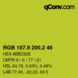 カラーコード: RGB 187.9 200.2 46 | qconv.com
