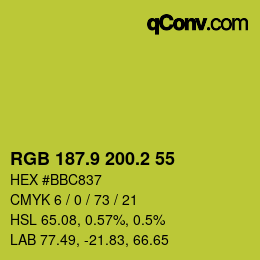 カラーコード: RGB 187.9 200.2 55 | qconv.com
