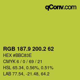 カラーコード: RGB 187.9 200.2 62 | qconv.com