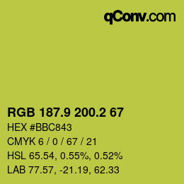 カラーコード: RGB 187.9 200.2 67 | qconv.com