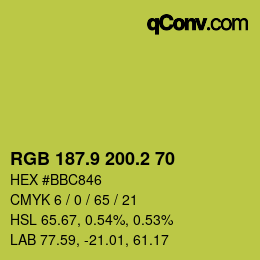 カラーコード: RGB 187.9 200.2 70 | qconv.com