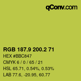 カラーコード: RGB 187.9 200.2 71 | qconv.com
