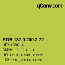カラーコード: RGB 187.9 200.2 72 | qconv.com