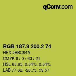 カラーコード: RGB 187.9 200.2 74 | qconv.com