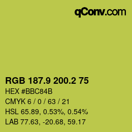 カラーコード: RGB 187.9 200.2 75 | qconv.com