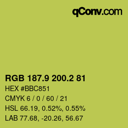 カラーコード: RGB 187.9 200.2 81 | qconv.com