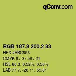 カラーコード: RGB 187.9 200.2 83 | qconv.com