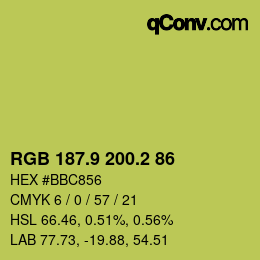 カラーコード: RGB 187.9 200.2 86 | qconv.com