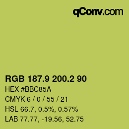 カラーコード: RGB 187.9 200.2 90 | qconv.com