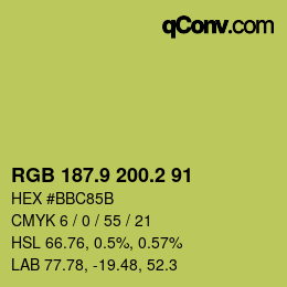 カラーコード: RGB 187.9 200.2 91 | qconv.com