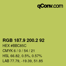 カラーコード: RGB 187.9 200.2 92 | qconv.com