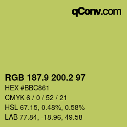 カラーコード: RGB 187.9 200.2 97 | qconv.com