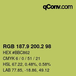カラーコード: RGB 187.9 200.2 98 | qconv.com