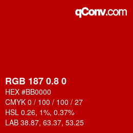 カラーコード: RGB 187 0.8 0 | qconv.com