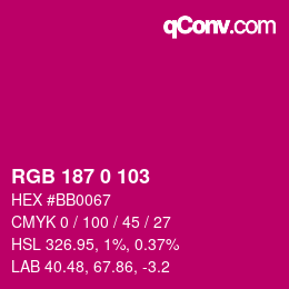 Color code: RGB 187 0 103 | qconv.com