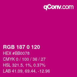 Color code: RGB 187 0 120 | qconv.com