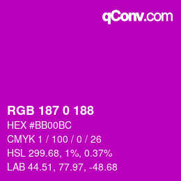 Color code: RGB 187 0 188 | qconv.com