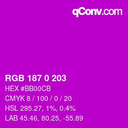 カラーコード: RGB 187 0 203 | qconv.com