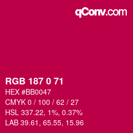 Color code: RGB 187 0 71 | qconv.com