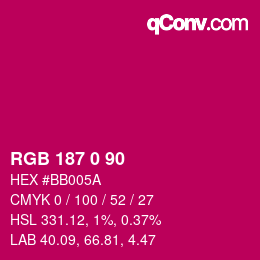 Color code: RGB 187 0 90 | qconv.com