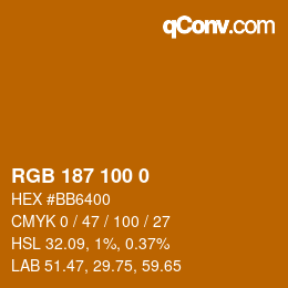 Color code: RGB 187 100 0 | qconv.com