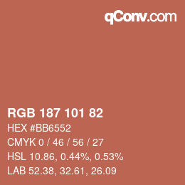 Color code: RGB 187 101 82 | qconv.com