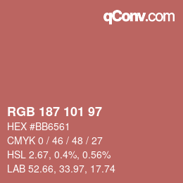 颜色代码: RGB 187 101 97 | qconv.com