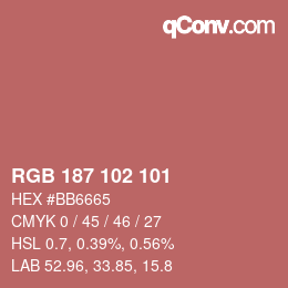Color code: RGB 187 102 101 | qconv.com