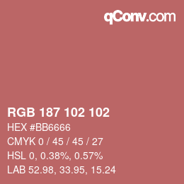 Color code: RGB 187 102 102 | qconv.com