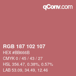 Color code: RGB 187 102 107 | qconv.com