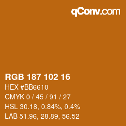 Color code: RGB 187 102 16 | qconv.com