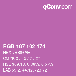 Color code: RGB 187 102 174 | qconv.com