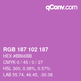 Color code: RGB 187 102 187 | qconv.com