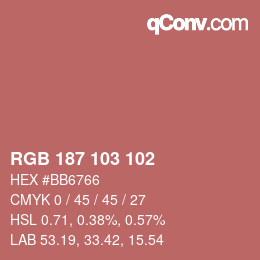 Color code: RGB 187 103 102 | qconv.com