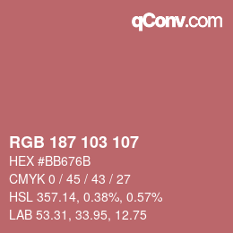 Color code: RGB 187 103 107 | qconv.com