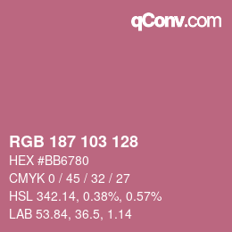 カラーコード: RGB 187 103 128 | qconv.com