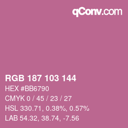 Color code: RGB 187 103 144 | qconv.com