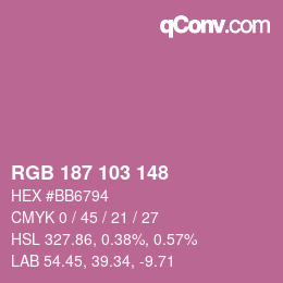 Color code: RGB 187 103 148 | qconv.com
