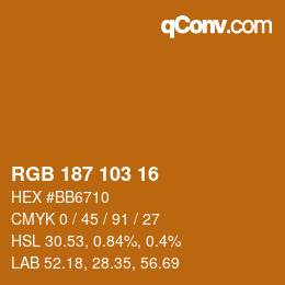 Color code: RGB 187 103 16 | qconv.com