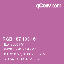 Color code: RGB 187 103 161 | qconv.com