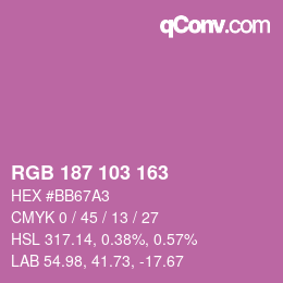 Color code: RGB 187 103 163 | qconv.com