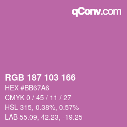 Código de color: RGB 187 103 166 | qconv.com