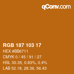 颜色代码: RGB 187 103 17 | qconv.com