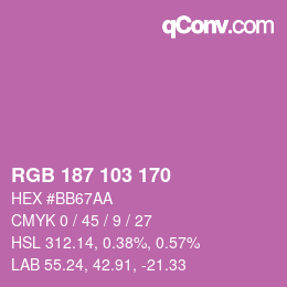 Color code: RGB 187 103 170 | qconv.com