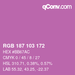 Color code: RGB 187 103 172 | qconv.com